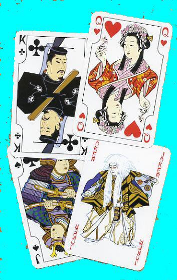 Non-standard playing cards courts. Japan, courts are Japanese, nice art based on Japan prints. embellished aces. 52 + 3 special jokers, mint sealed
