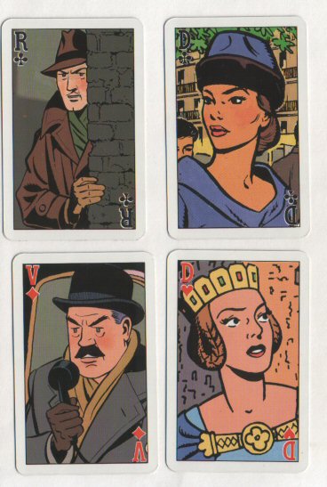 Non-standard playing cards courts. "M" Black & Mortimer by Edgar P Jacobs, comic characters. 52 mint + box v-nm