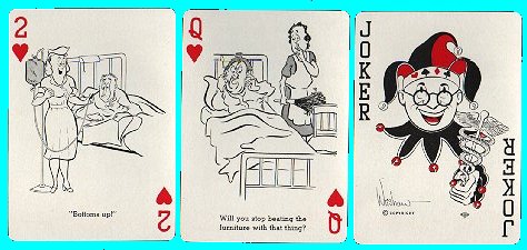 Non-standard courts playing cards. Cheer-up 52 nursing cartoons + 2 special jokers + box. Mint