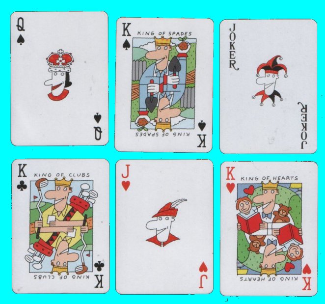 Dad's Royal Deck, funny cartoon courts 52 +  special joker + box Mint